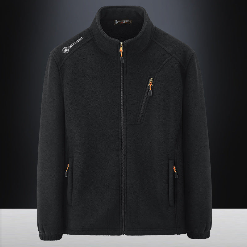 Herren Warme Microfleece-Outdoorjacke mit Brustreißverschluss, Seitentaschen und Stehkragen Shop Nory