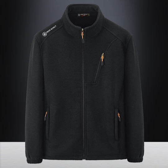 Herren Warme Microfleece-Outdoorjacke mit Brustreißverschluss, Seitentaschen und Stehkragen Shop Nory