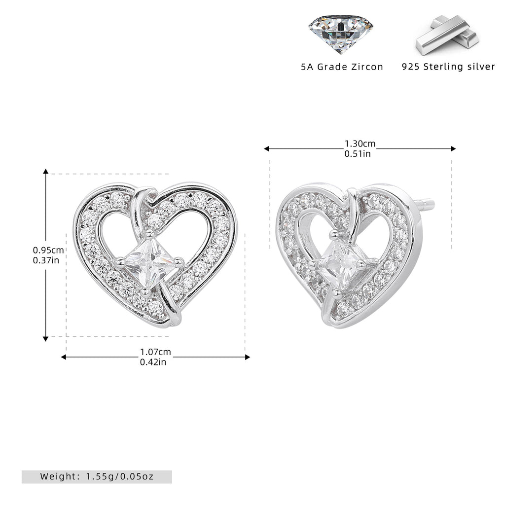 Damen Ohrstecker im Herzdesign aus 925 Sterling Silber Shop Nory
