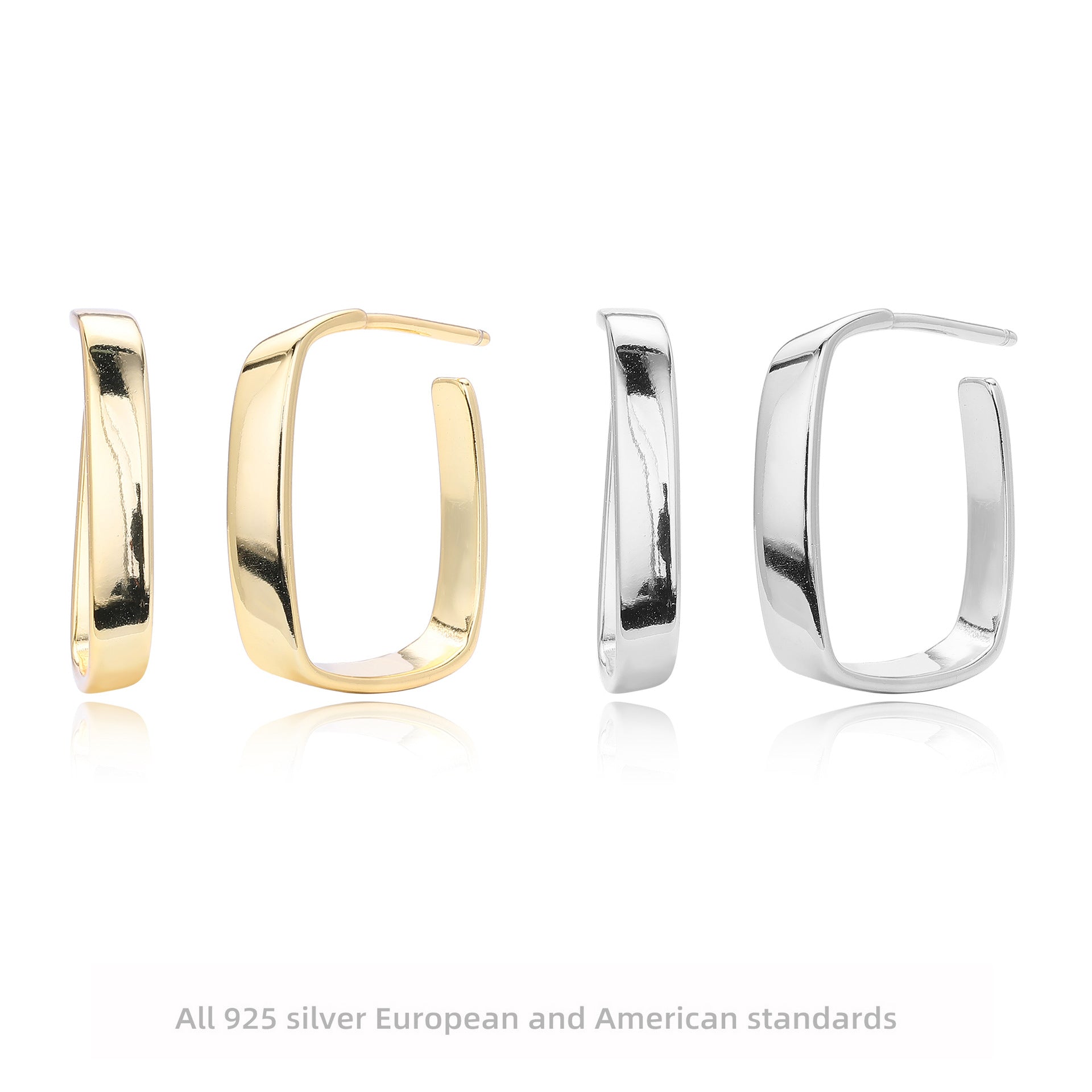 Damen Ohrhänger mit elegantem quadratischem Design aus hochwertigem 925 Sterling Silber Shop Nory
