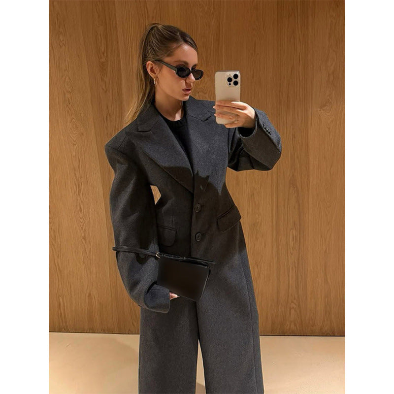 Damen Maxi-Wollmantel mit Oversized-Schnitt und strukturierter Schulterpartie Shop Nory