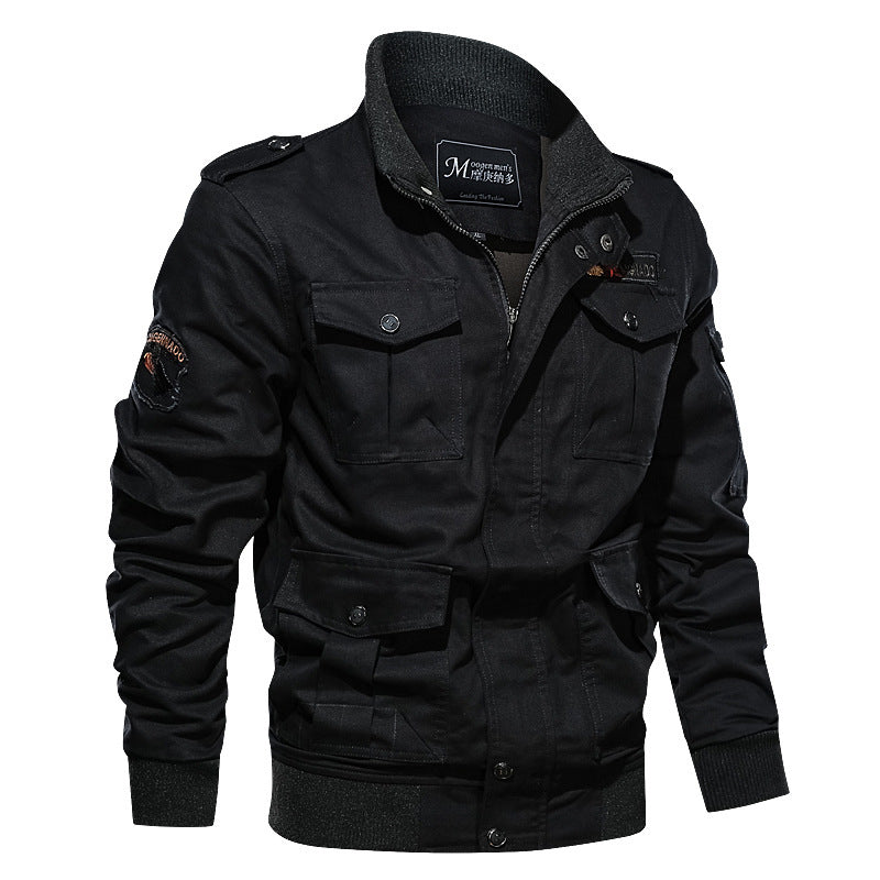Herren Militärinspirierte Canvas‑Fieldjacke mit Epauletten, Mehrfach‑Taschen und geripptem Bund Shop Nory