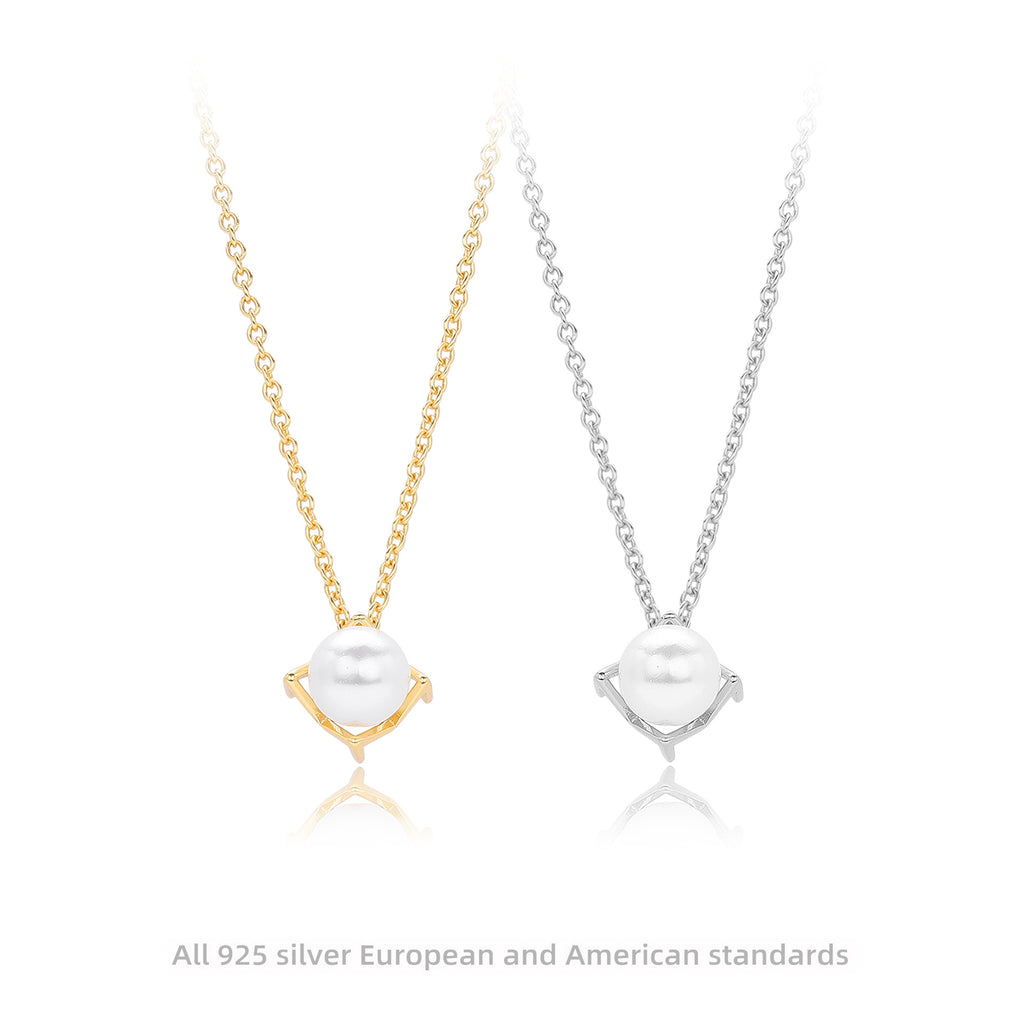 Damen Halskette mit hochwertigem Perlenanhänger aus 925 Sterling Silber Shop Nory