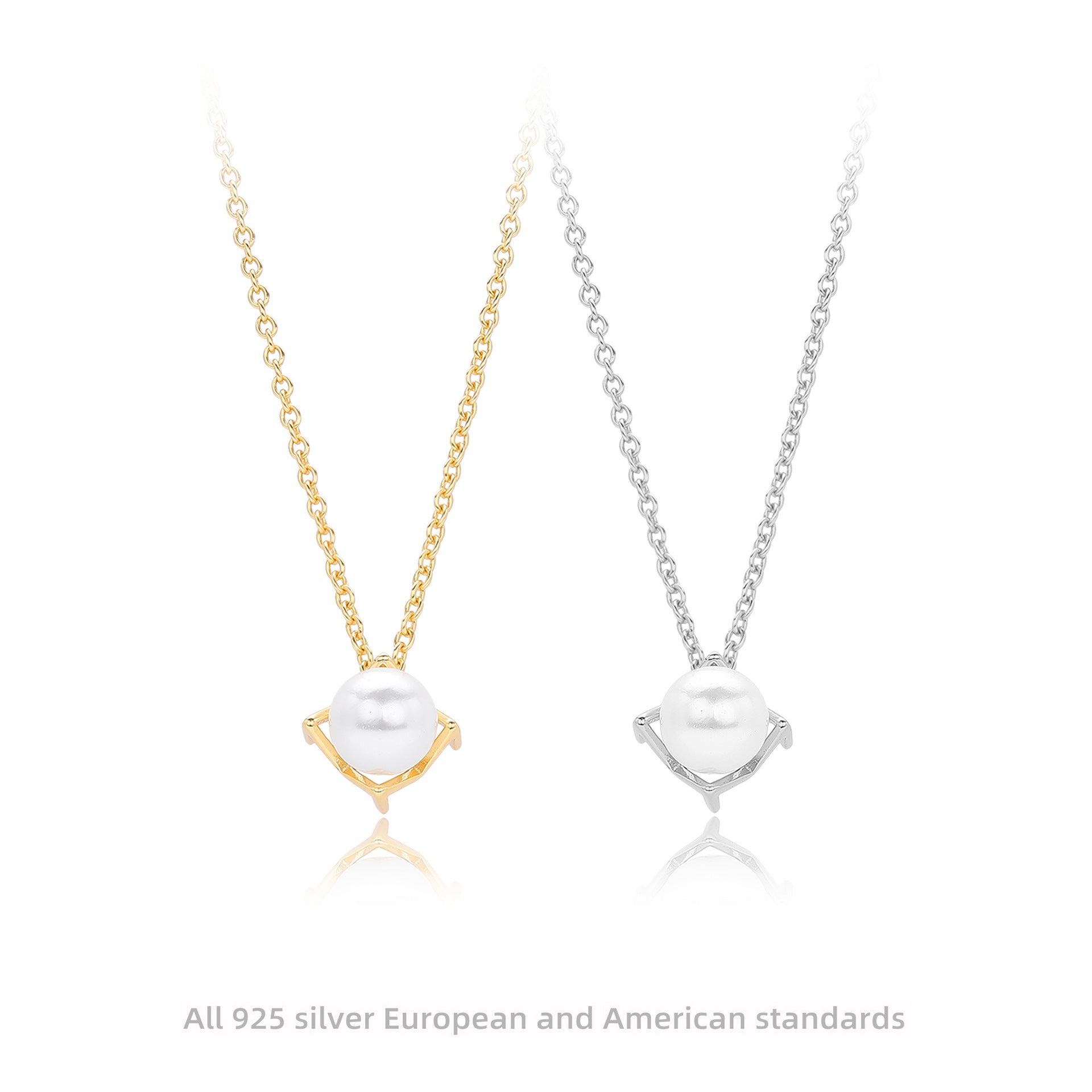 Damen Halskette mit hochwertigem Perlenanhänger aus 925 Sterling Silber Shop Nory