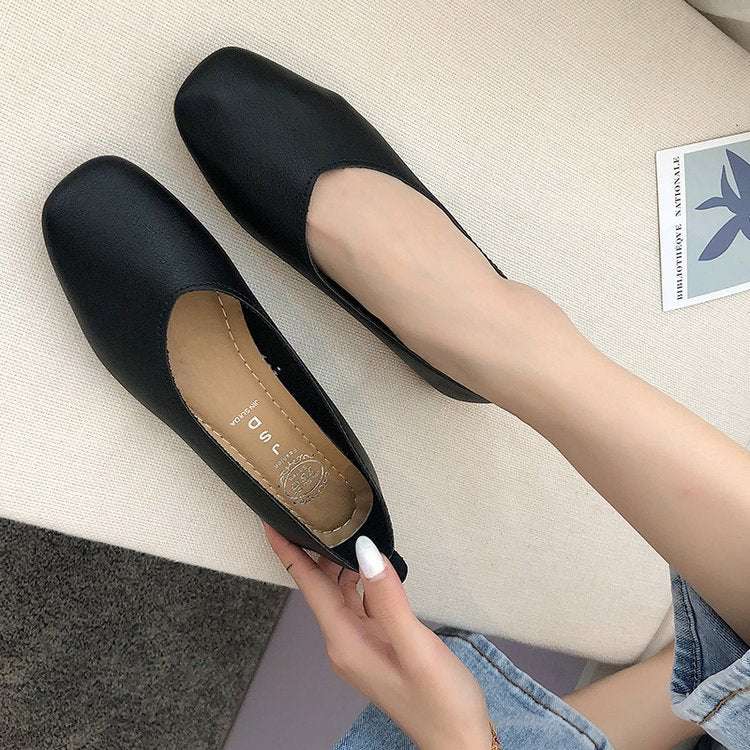 Damen elegante Ballerinas mit quadratischer Spitze und komfortablem Blockabsatz