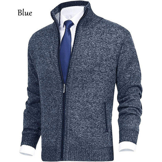 Herren Strickjacke mit Stehkragen und Reißverschluss