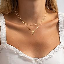 Damen Halskette mit modernem Kreuzanhänger und filigraner Gliederkonstruktion Shop Nory