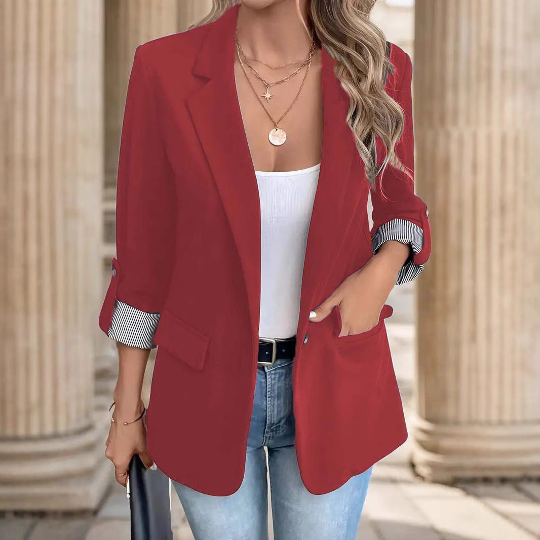 Damen Blazer mit 3/4-Ärmeln, Kentkragen und aufgesetzten Pattentaschen Shop Nory