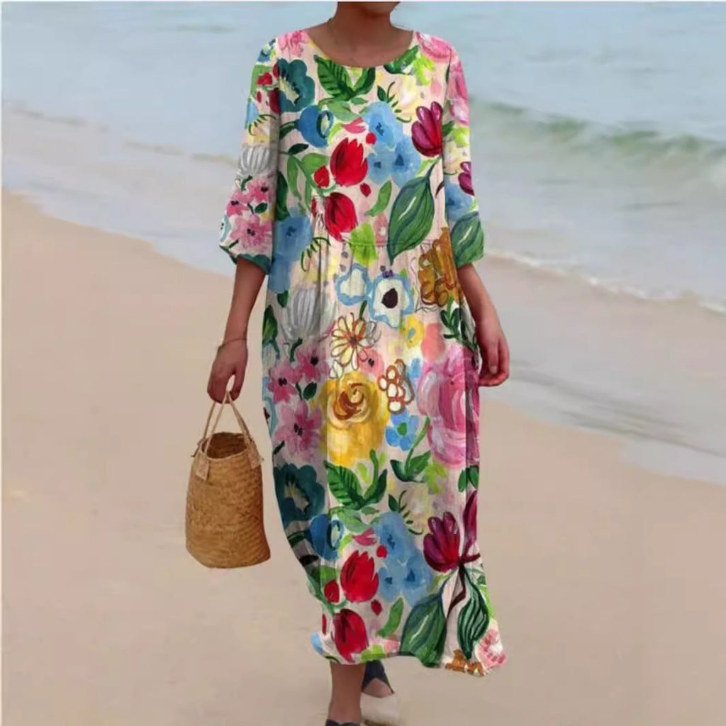 Damen Maxikleid mit floralem Design und lässigem Schnitt