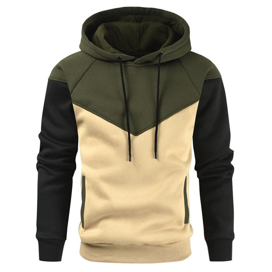 Herren modischer Kapuzenpullover mit geometrischem Farbspiel