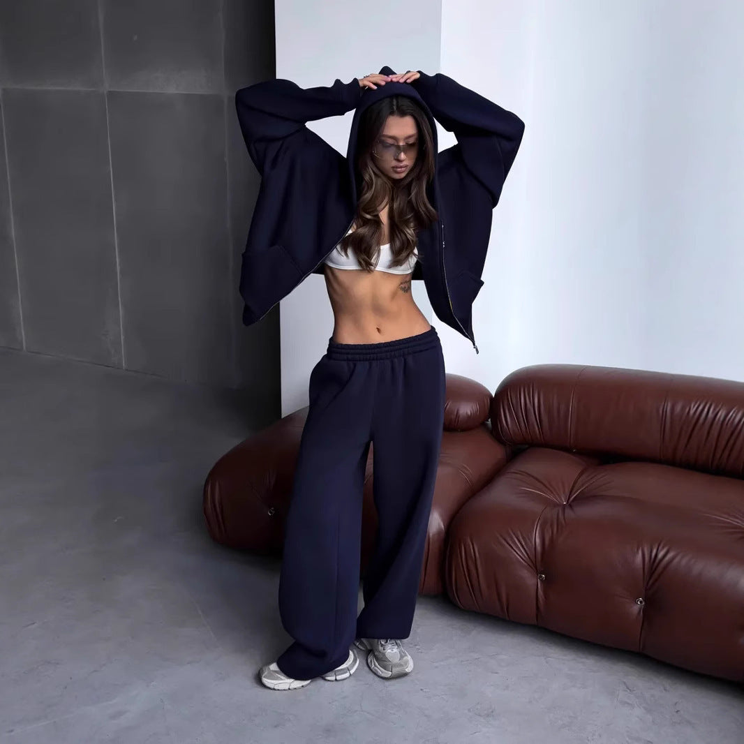 Damen Oversized Kapuzenjacke und Sweathose Set Shop Nory