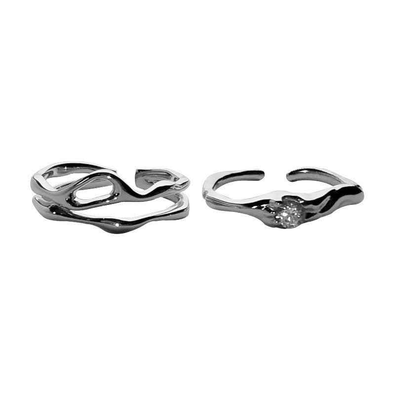 Damen Offener Ring mit elegantem Wellenmuster und funkelndem Zirkonia Shop Nory