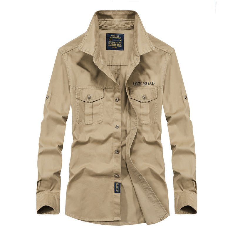 Herren Utility-Hemdjacke aus leichtem Baumwollcanvas mit Rollärmeln und Brustpattentaschen Shop Nory