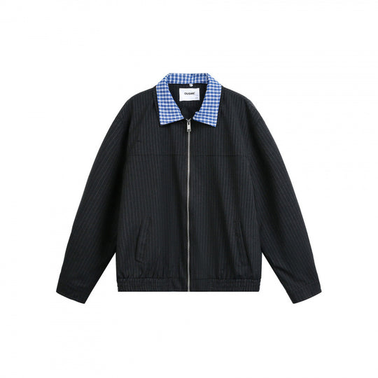Herren Boxy-Übergangsjacke mit Nadelstreifen und kontrastierendem Hemdkragen Shop Nory