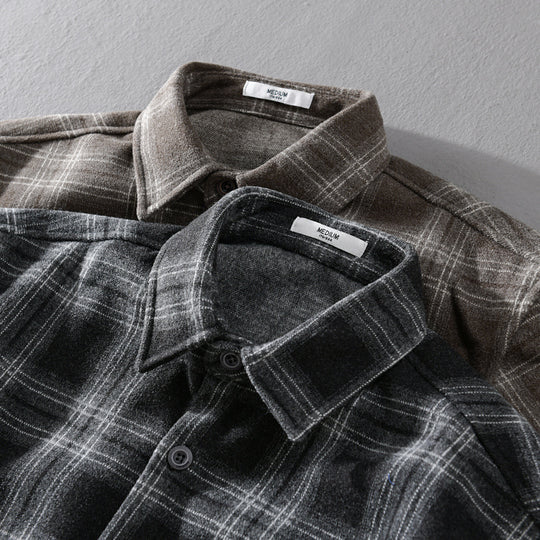 Herren Karo-Flanell-Overshirt mit Brusttasche und Relaxed-Fit Shop Nory