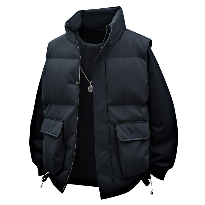 Herren Gepolsterte Utility-Weste mit hohem Stehkragen und Multifunktions-Taschen Shop Nory