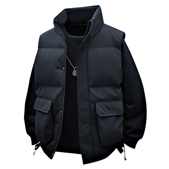 Herren Gepolsterte Utility-Weste mit hohem Stehkragen und Multifunktions-Taschen Shop Nory