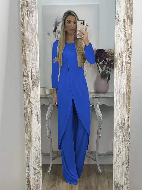 Damen Elegantes Maxikleid mit Wickeloptik, asymmetrischer Drapierung und vorderem Schlitz Shop Nory