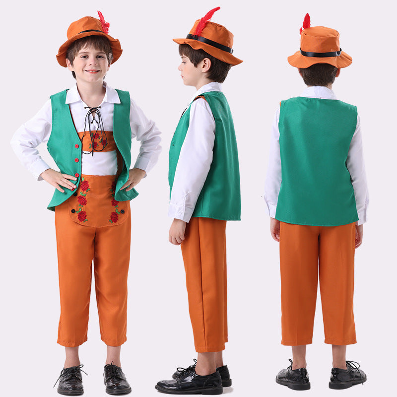 Damen nan folkloristisches Kinderdirndl mit geschnürtem Mieder und bestickter Schürze Shop Nory