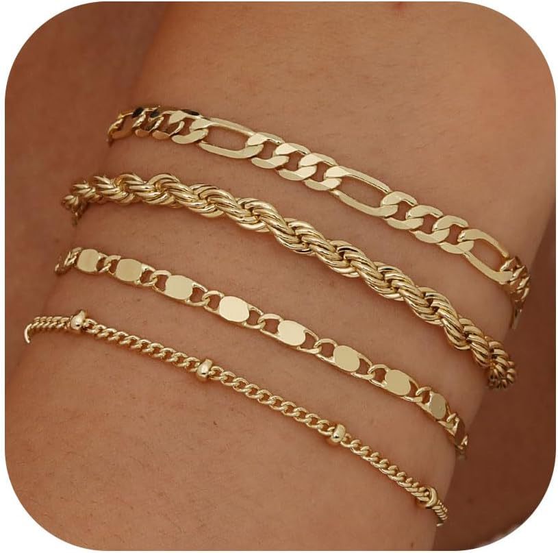 Damen Armbandset mit eleganten Glieder- und Zierketten Shop Nory