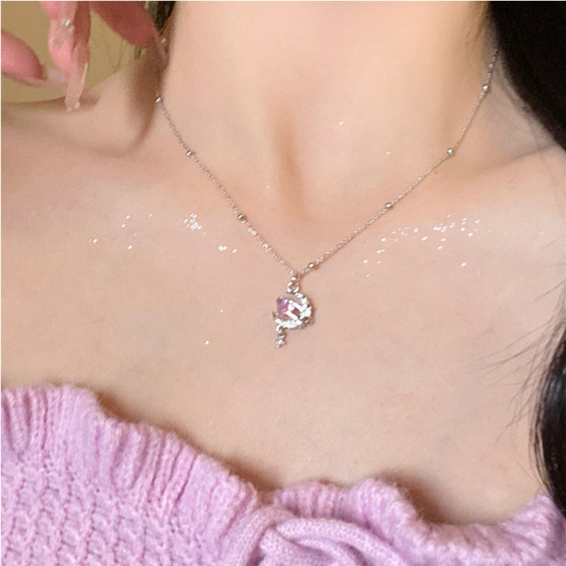 Damen Halskette mit kunstvollem Herzanhänger und funkelnden Zirkonia Shop Nory