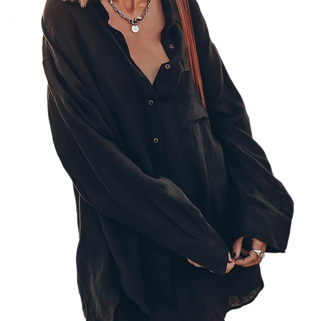 Damen lässige Oversized-Bluse aus Leinen