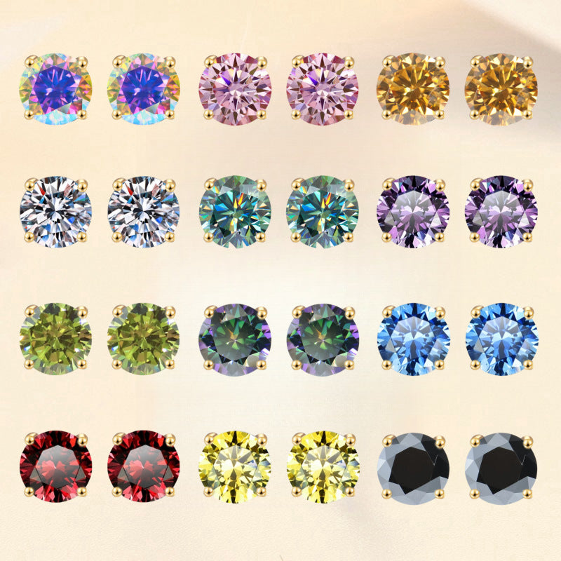 Damen Ohrringe mit funkelnden blauen Kristallen und elegantem goldenen Rahmen Shop Nory