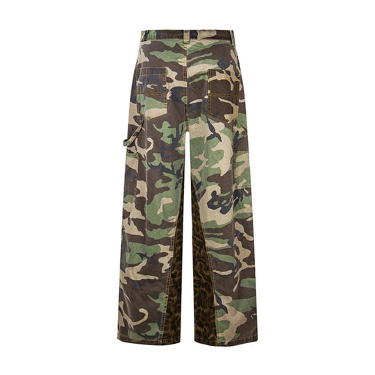 Damen Weite Cargo-Culottehose mit Camouflage-Print und Leoparden-Detail Shop Nory