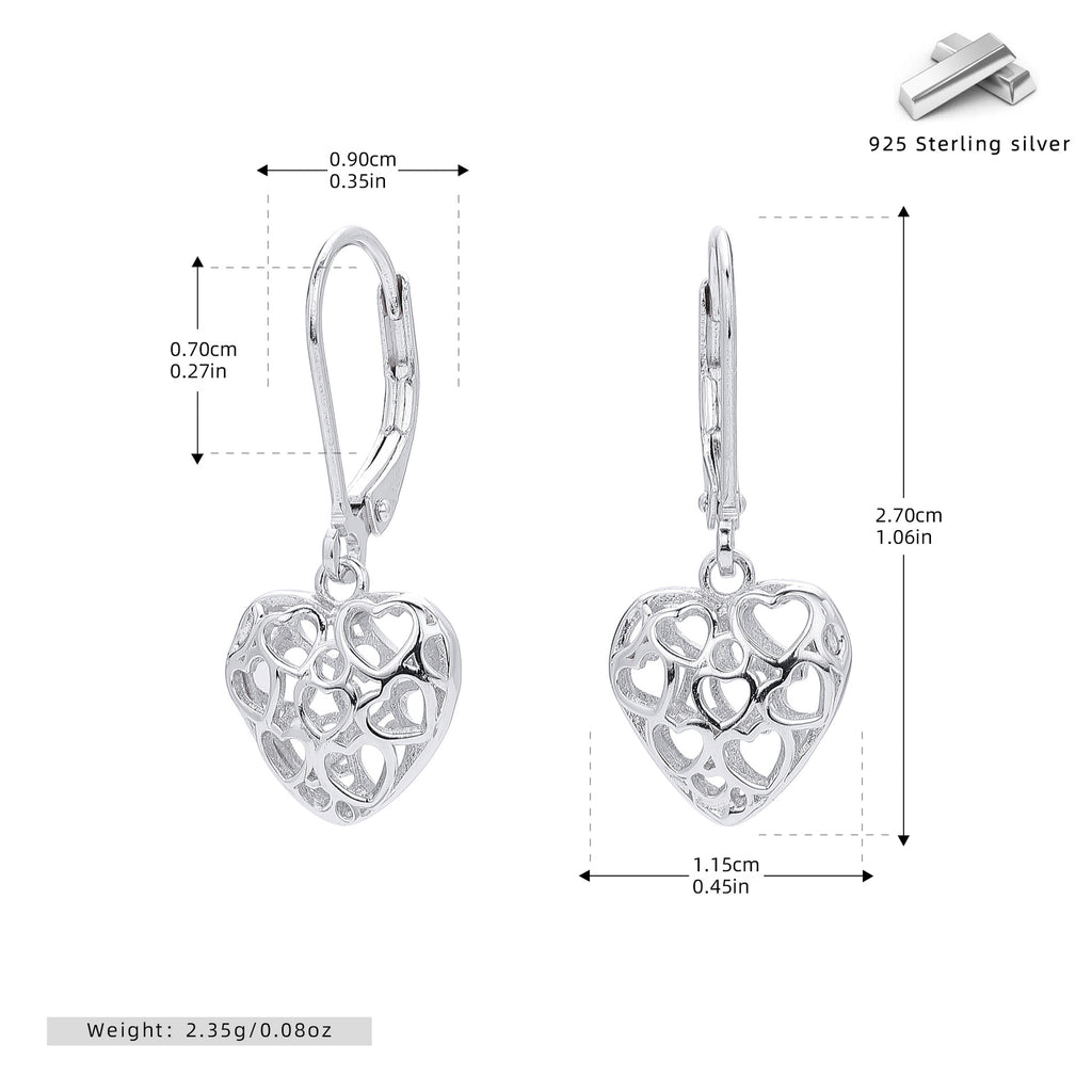 Damen Ohrhänger mit verspieltem Herzdesign aus 925 Sterling Silber Shop Nory