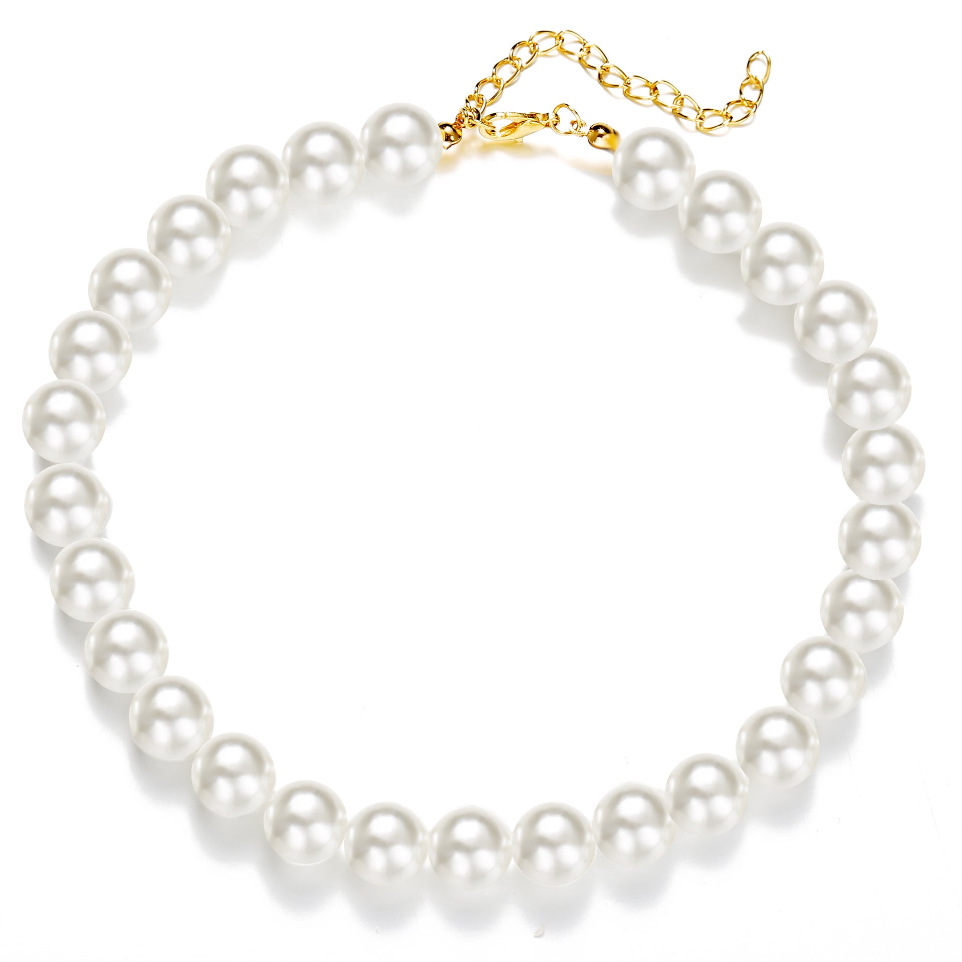 Damen elegante Perlenhalskette mit goldfarbener Verschlusskette Shop Nory