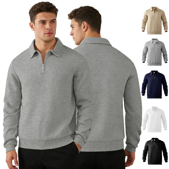 Herren Strukturierter Halbzip-Pullover mit Kragen und Rippbündchen Shop Nory