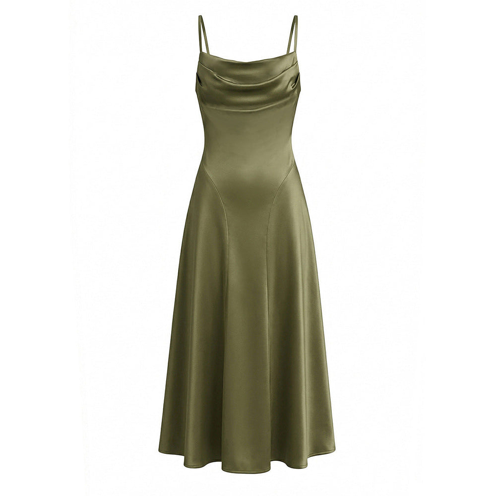 Damen Maxikleid mit eleganter Drapierung und feinem Satin-Finish Shopnory