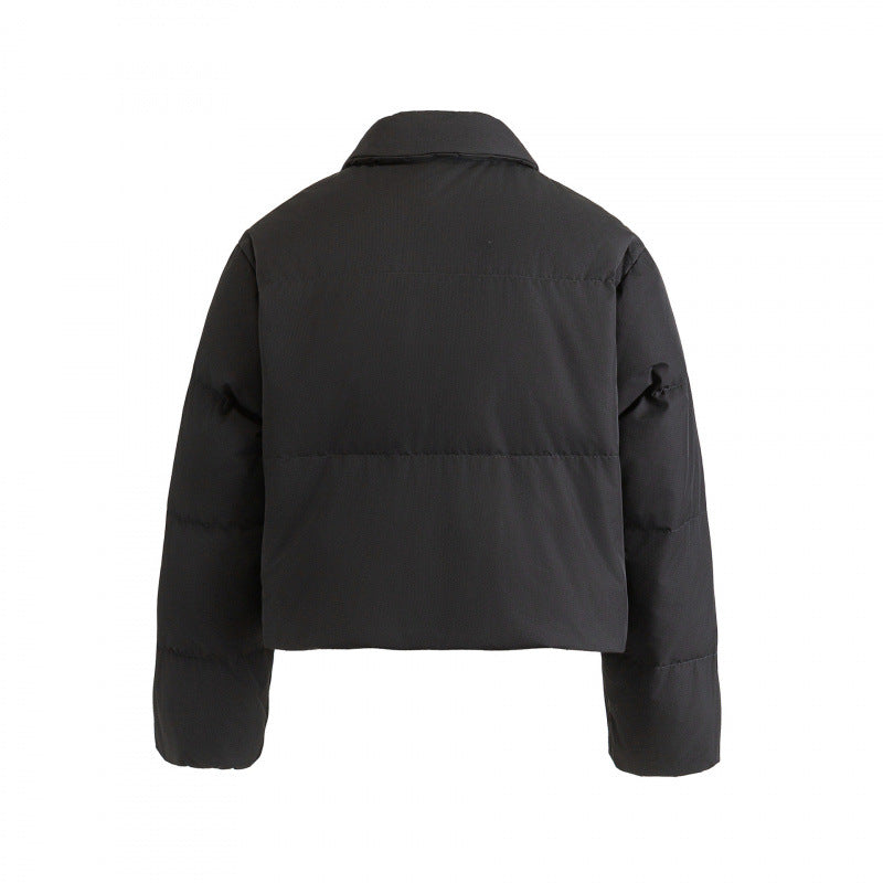 Damen Kurzgeschnittene gepolsterte Übergangsjacke im kastigen Schnitt mit Hemdkragen und Kordelzug Shop Nory