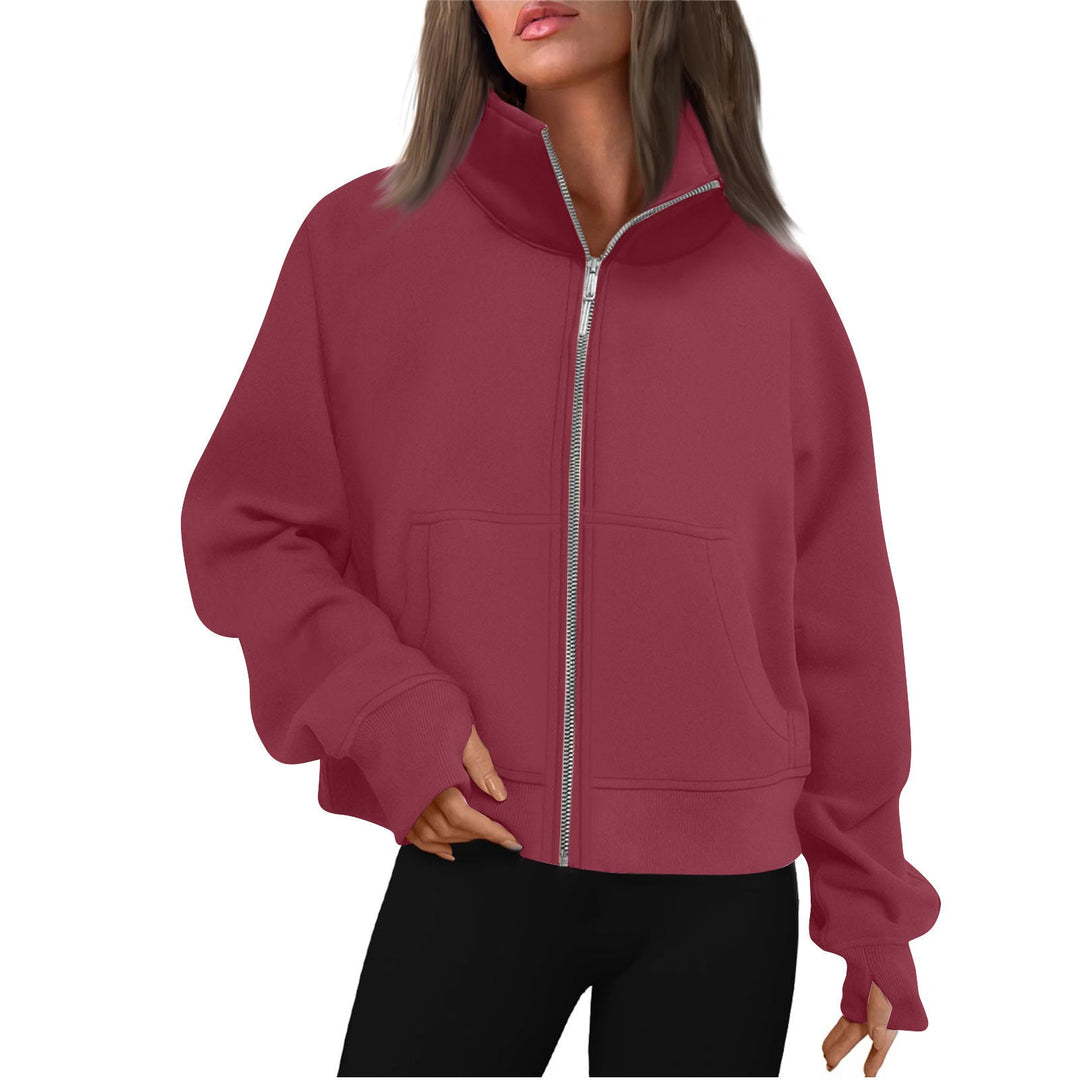 Damen bequeme Sweatjacke mit hohem Kragen