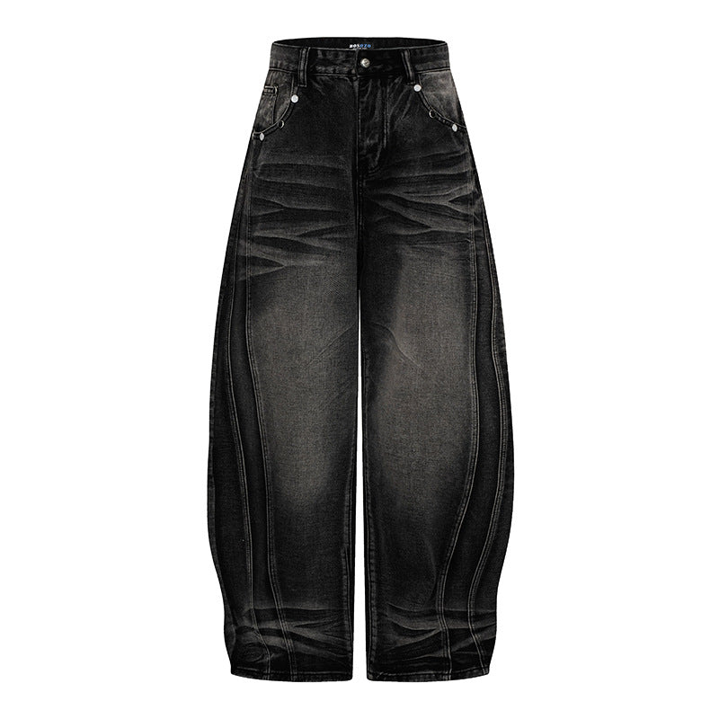 Damen Weite High‑Waist Ballon-Jeans mit Ziernähten Shop Nory