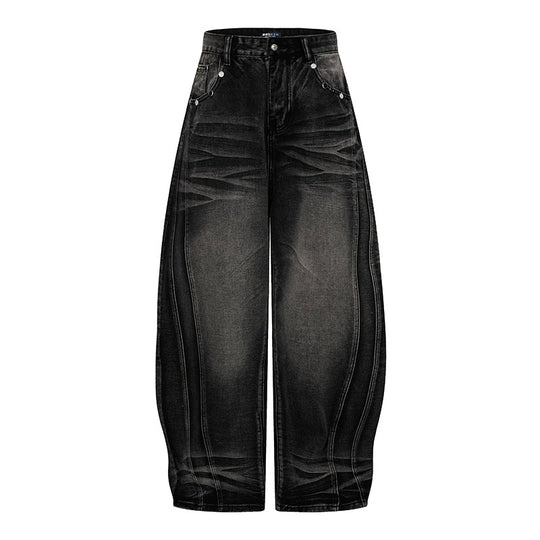 Damen Weite High‑Waist Ballon-Jeans mit Ziernähten Shop Nory