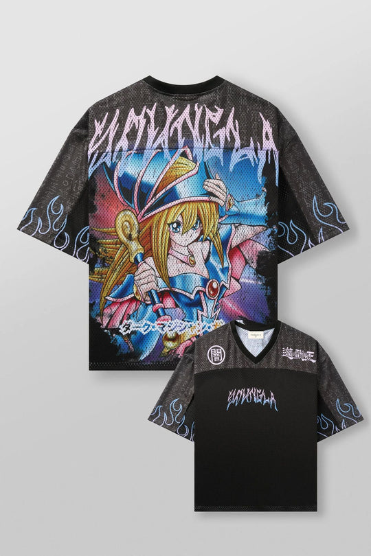 Unisex nan atmungsaktives Netz-Jersey mit großflächigem Anime-Print und V-Ausschnitt