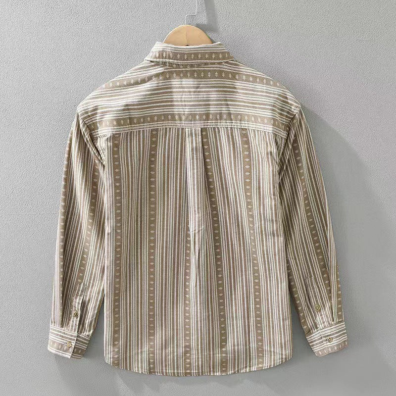 Herren Overshirt im lässigen Worker-Stil mit vertikalem Streifenmuster und aufgesetzten Taschen Shop Nory