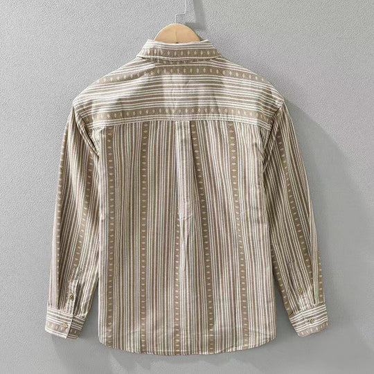 Herren Overshirt im lässigen Worker-Stil mit vertikalem Streifenmuster und aufgesetzten Taschen Shop Nory