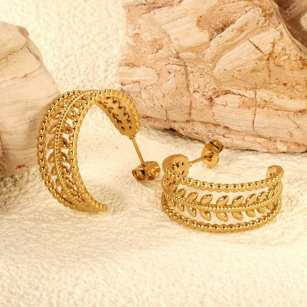 Damen Hängende Creolen mit kunstvollem Design und goldplattierter Oberfläche Shop Nory