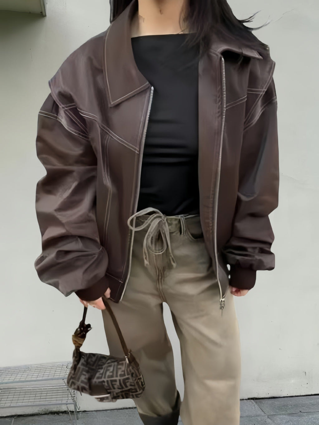 Damen lässige Oversized-Bomberjacke