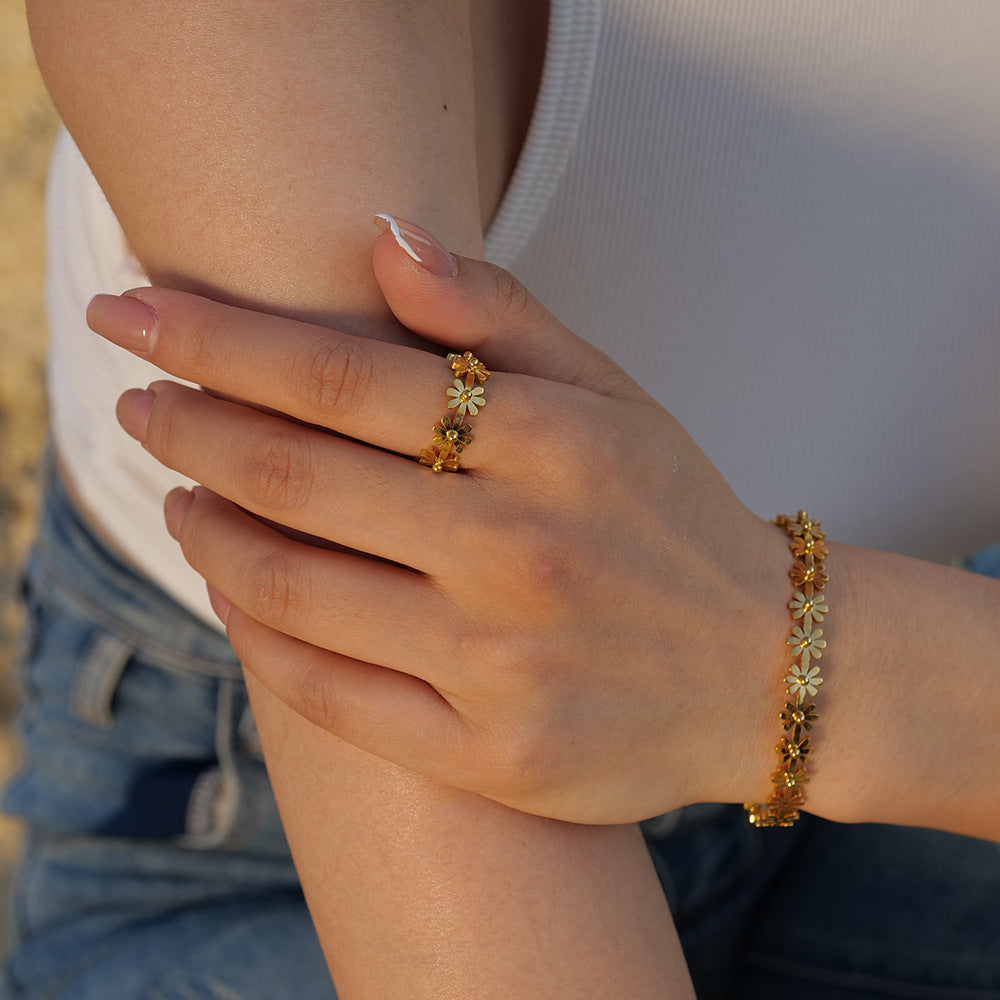 Damen Blumiger Ring mit verstellbarem Design Shop Nory