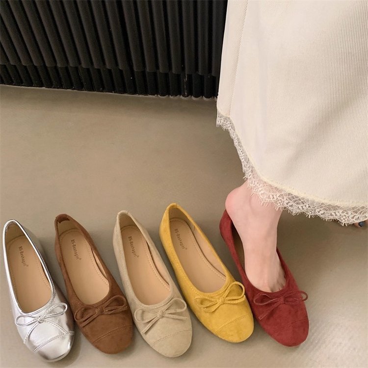 Damen Ballerina-Schuhe mit modischer Schleifenverzierung und komfortablem Fußbett