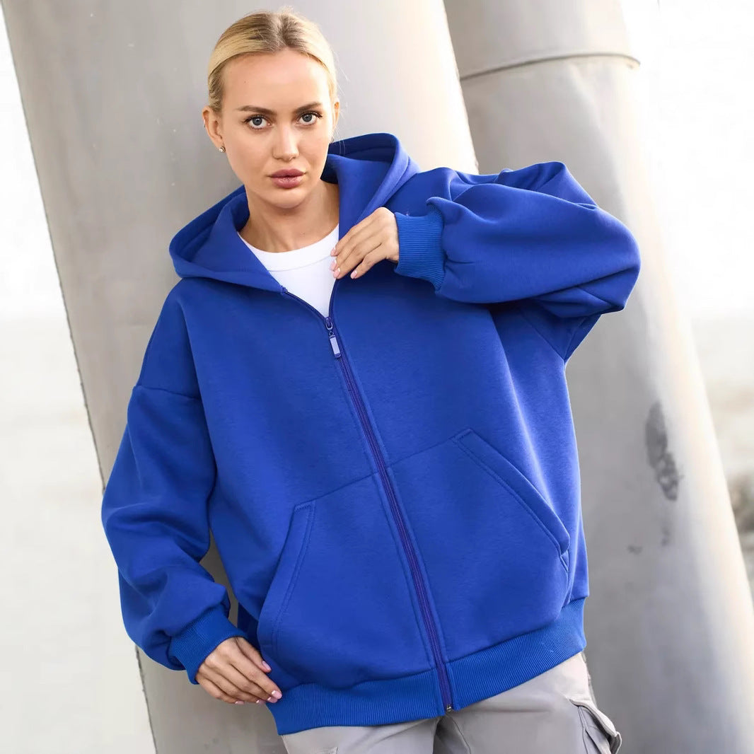 Damen Zip-Hoodie mit lässigem Schnitt und großen Taschen Shopnory