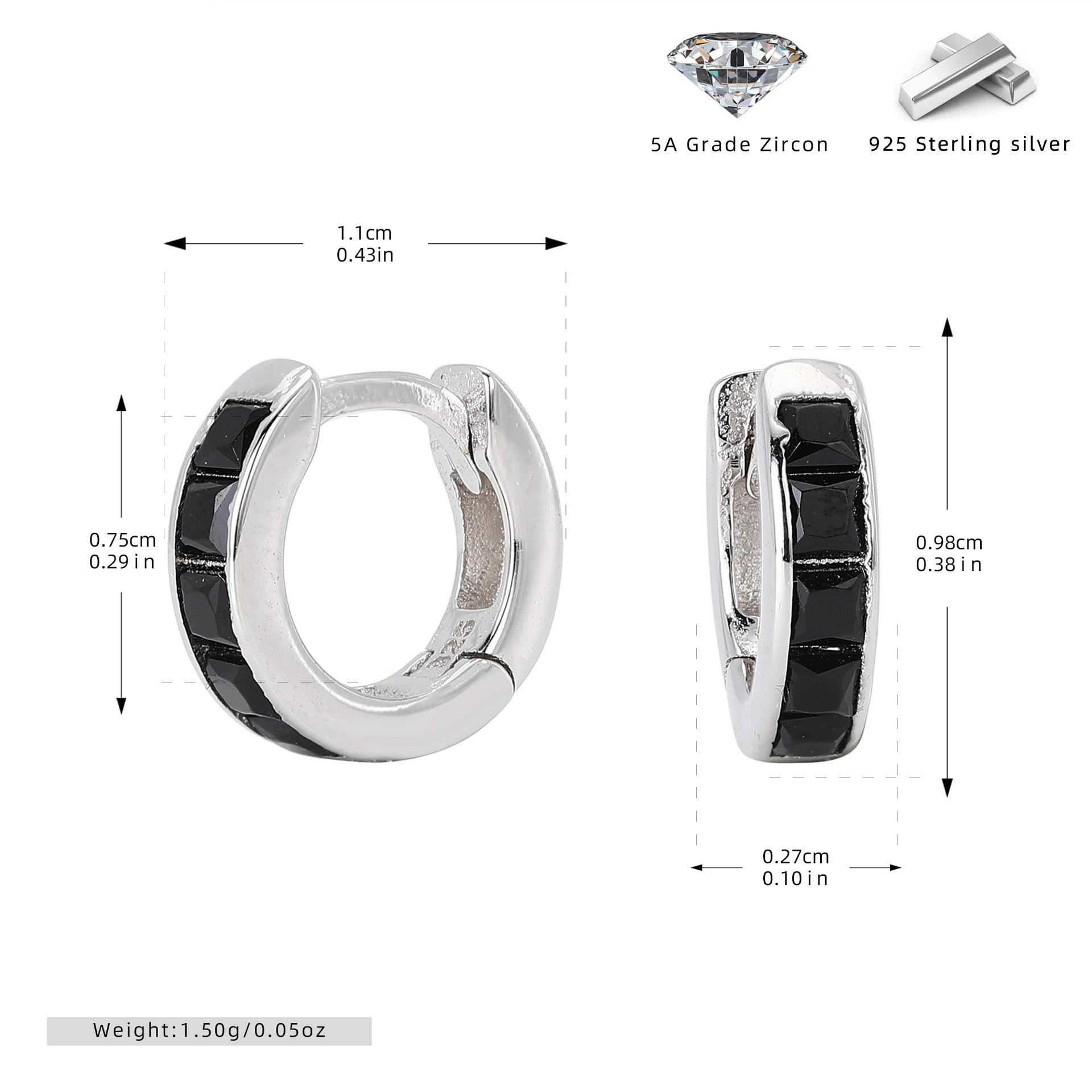 Damen Ohrcreolen mit funkelnden Zirkon-Akzenten aus hochwertigem 925 Sterling Silber Shop Nory