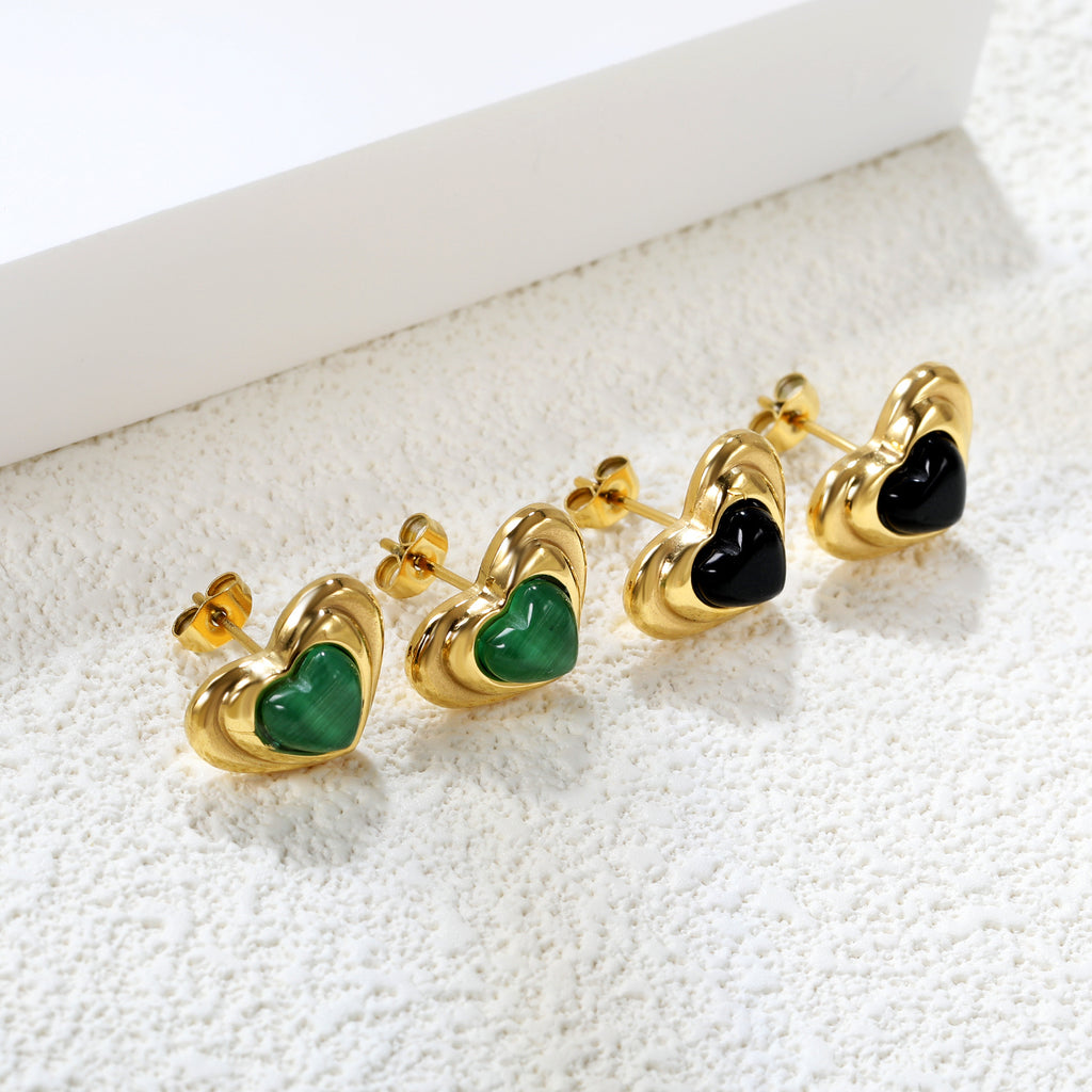 Damen Ohrstecker im eleganten Herzdesign mit hochwertiger Goldoptik Shop Nory