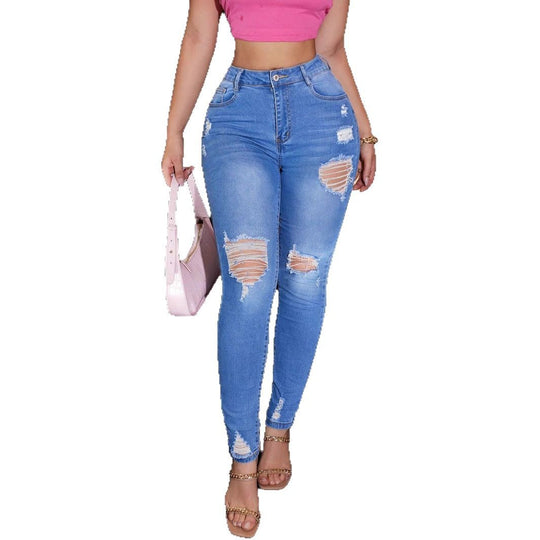Damen Hochtaillierte Sculpting-Skinny-Jeans mit mehrlagigen Rissdetails und formendem Komfortbund Shop Nory