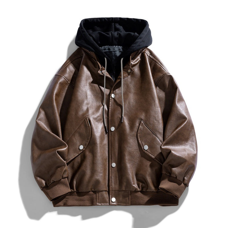 Herren Bequeme Kunstleder-Bomberjacke Shop Nory