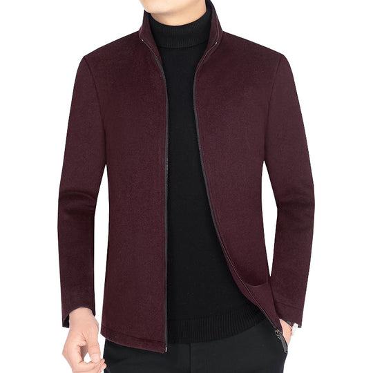 Herren Minimalistische Wolloptik-Stehkragenjacke mit Reißverschluss und schlanker Silhouette Shop Nory