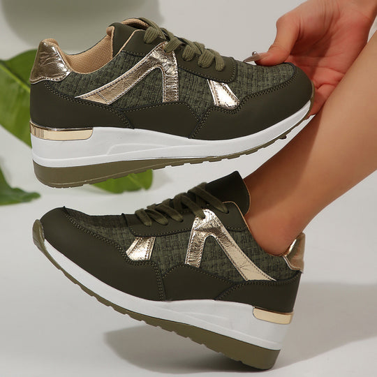 Damen sportlicher Keil-Sneaker mit gepolstertem Memory-Fußbett und eleganten Metallic-Akzenten Shop Nory